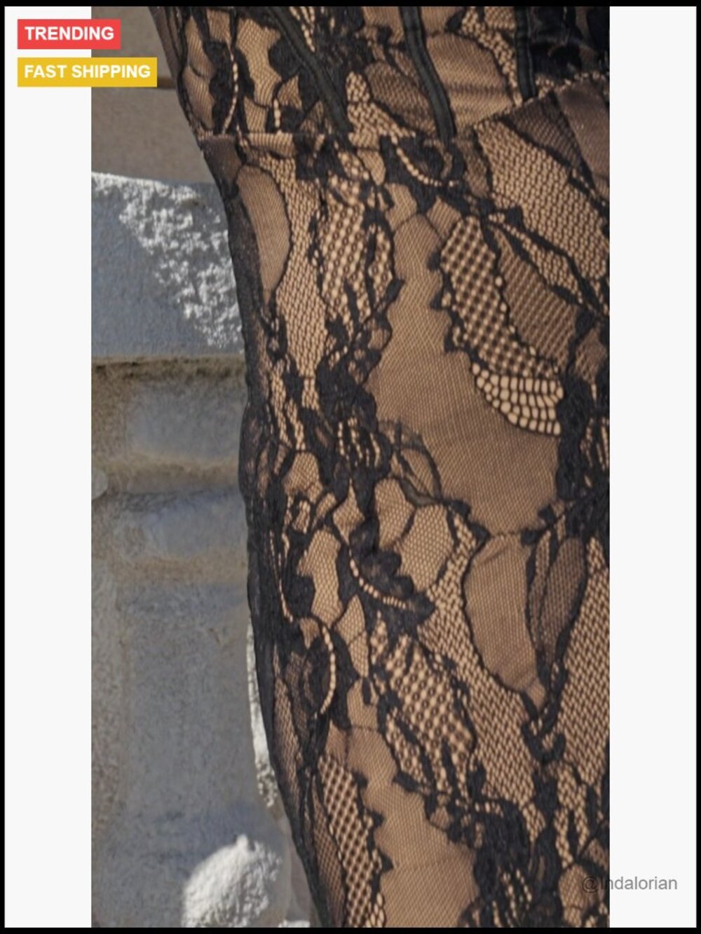 Floral Lace Slit Back Fishtail Long Dress Square Neck Bodycon Cocktail - Picture 7 of 7